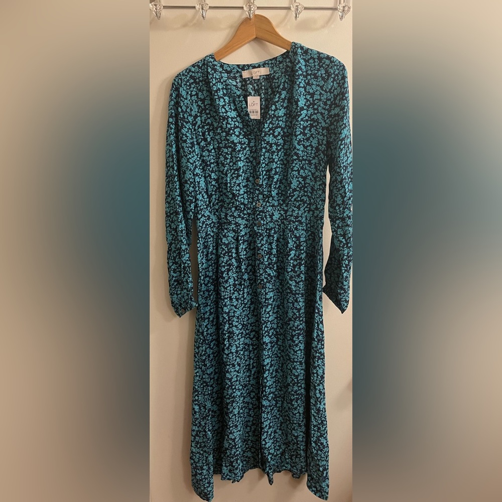 ANN TAYLOR LOFT DRESS, Size 4,  Blue Green, New Arrivals, New W/ $99.95 Tag